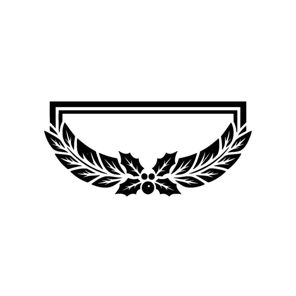 Elegant Black And White Laurel Wreath Frame For Holiday Cards vector