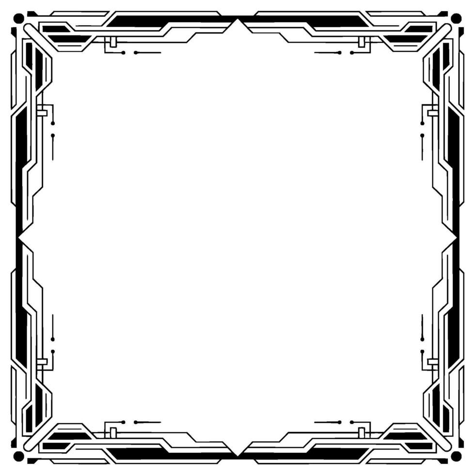 Futuristic Tech Frame, Border, Geometric Lines, Monochrome vector
