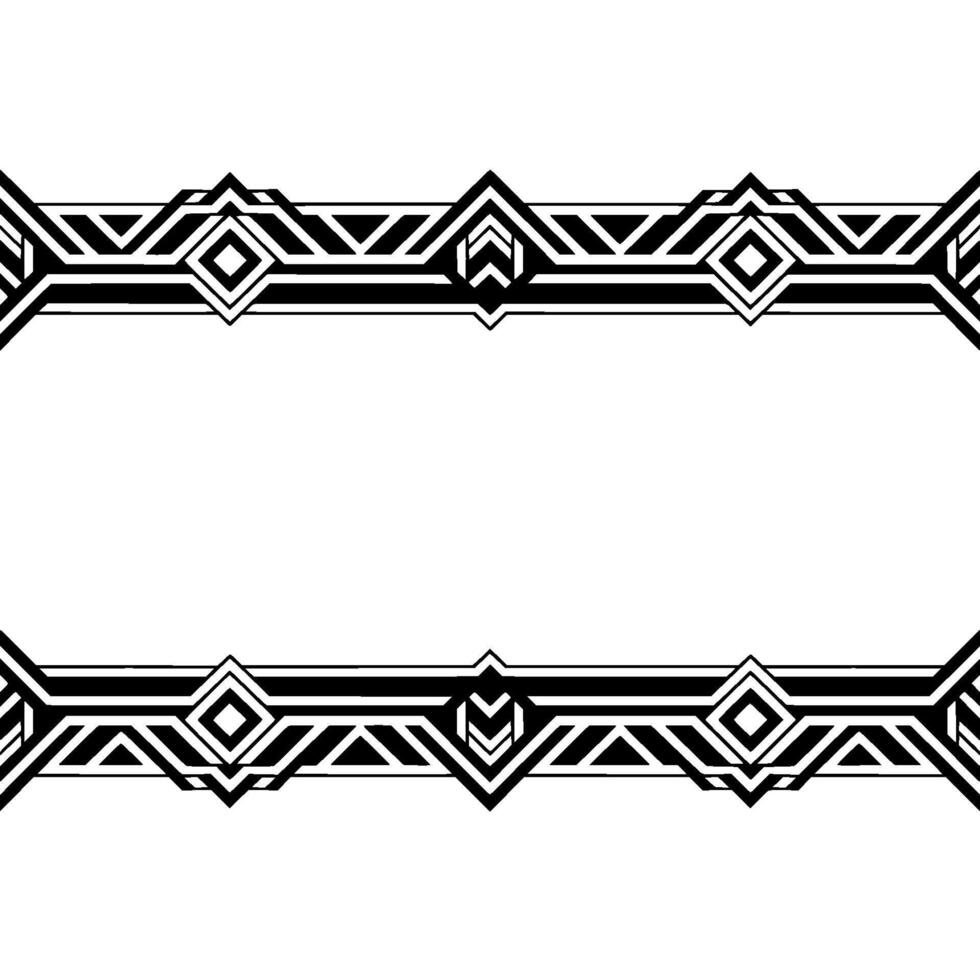 Art Deco Border Frame, Black White Geometric Pattern, Space For Text vector