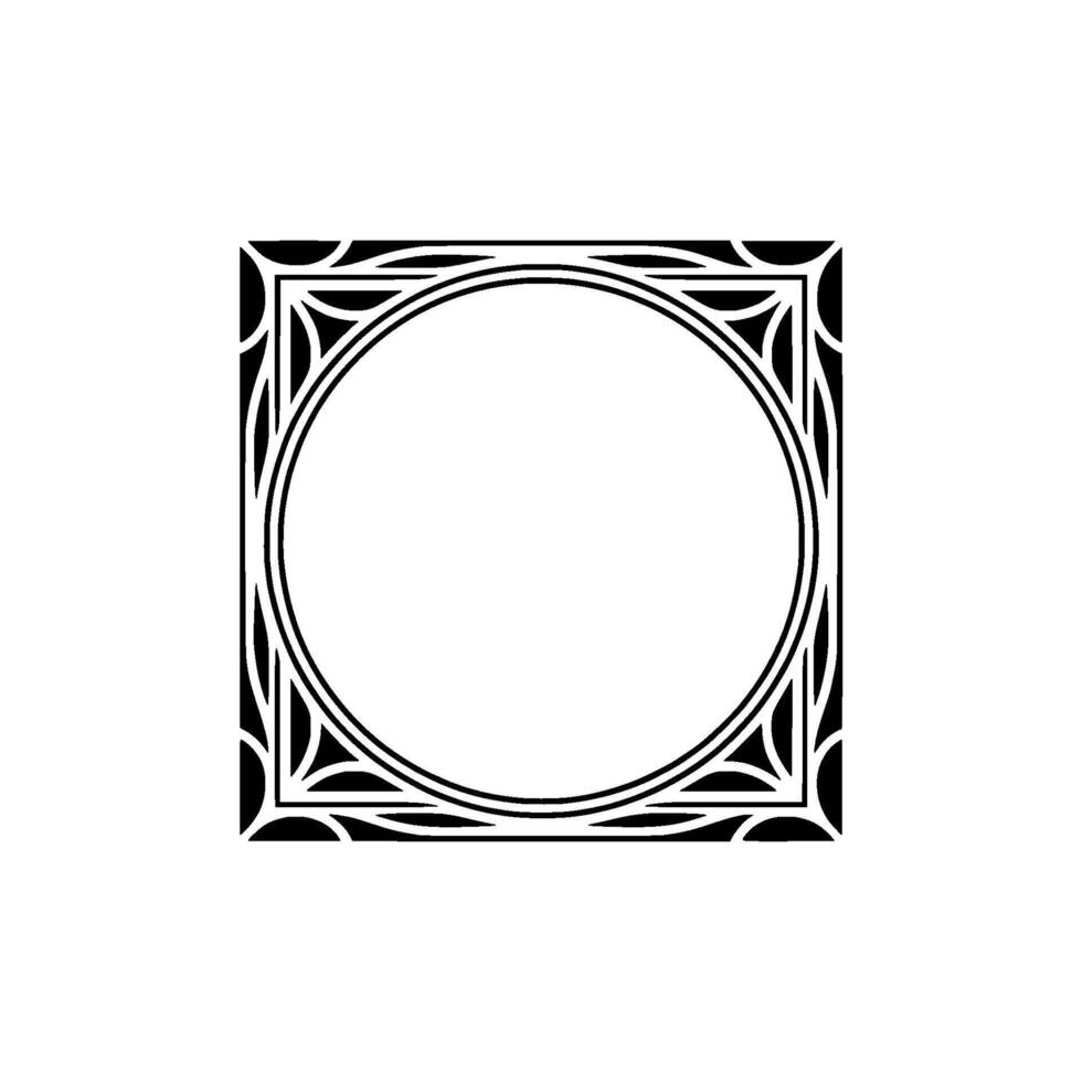 Geometric Frame, Circle And Square, Black And White Minimalist Style vector