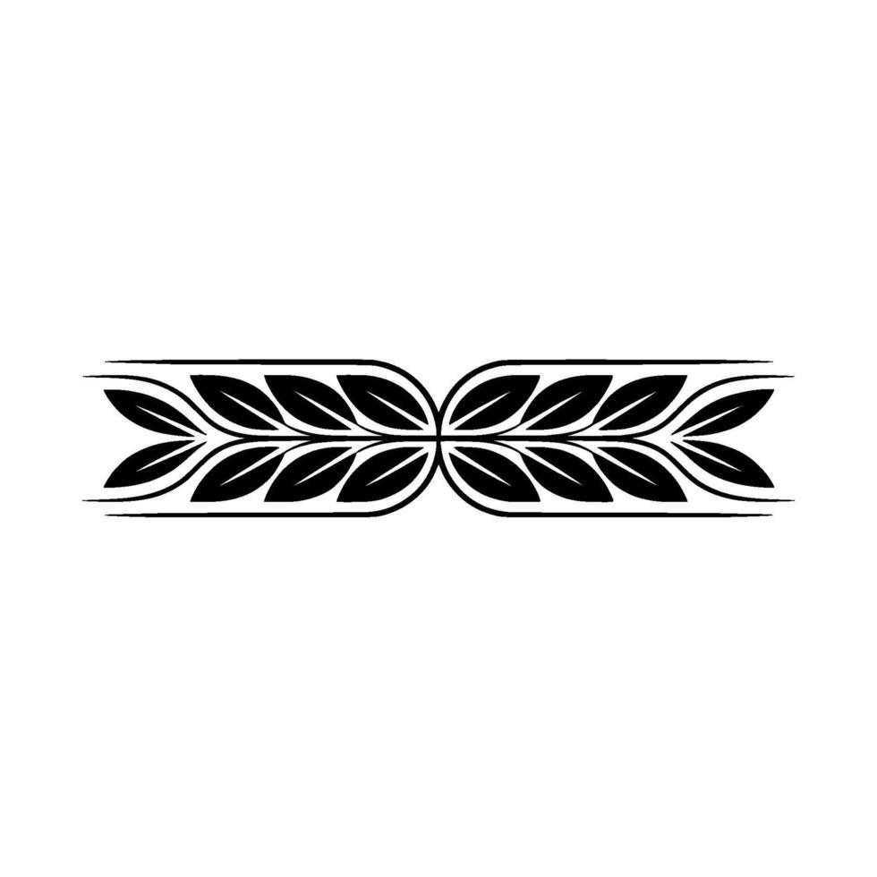 Minimalist Leaf Ornament In Black On White Background vector