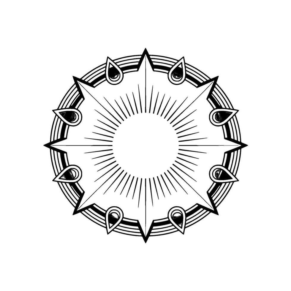 Geometric Radial Sunburst With Teardrop Elements vector