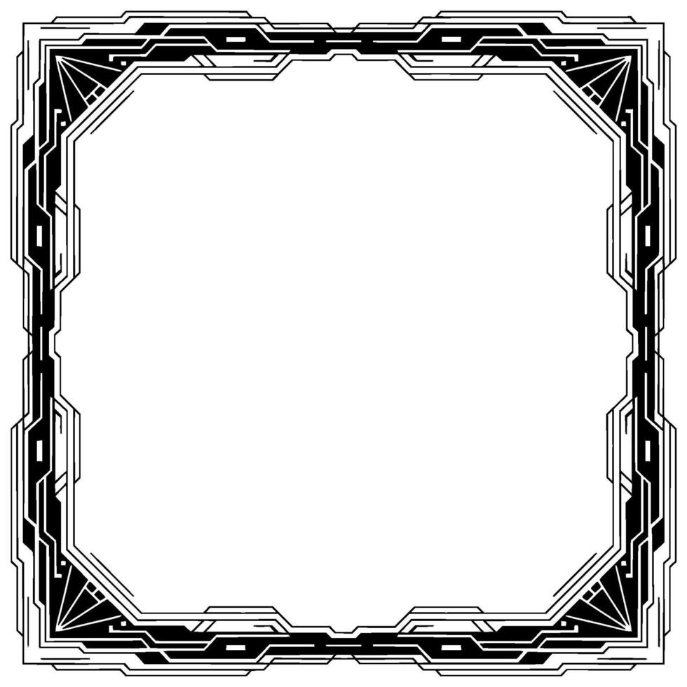 Geometric Art Deco Frame Black And White Border, Illustration, Elegant vector