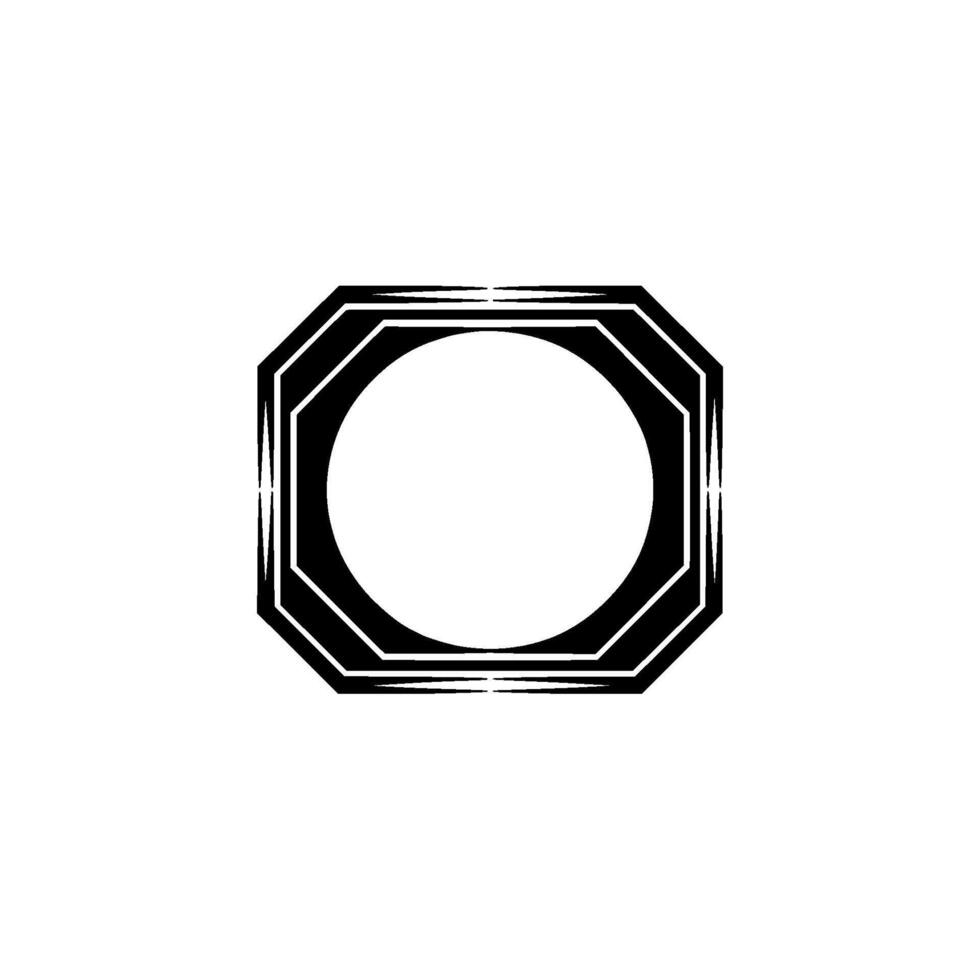 Geometric Minimalist Octagon And Circle Frame On White Background vector