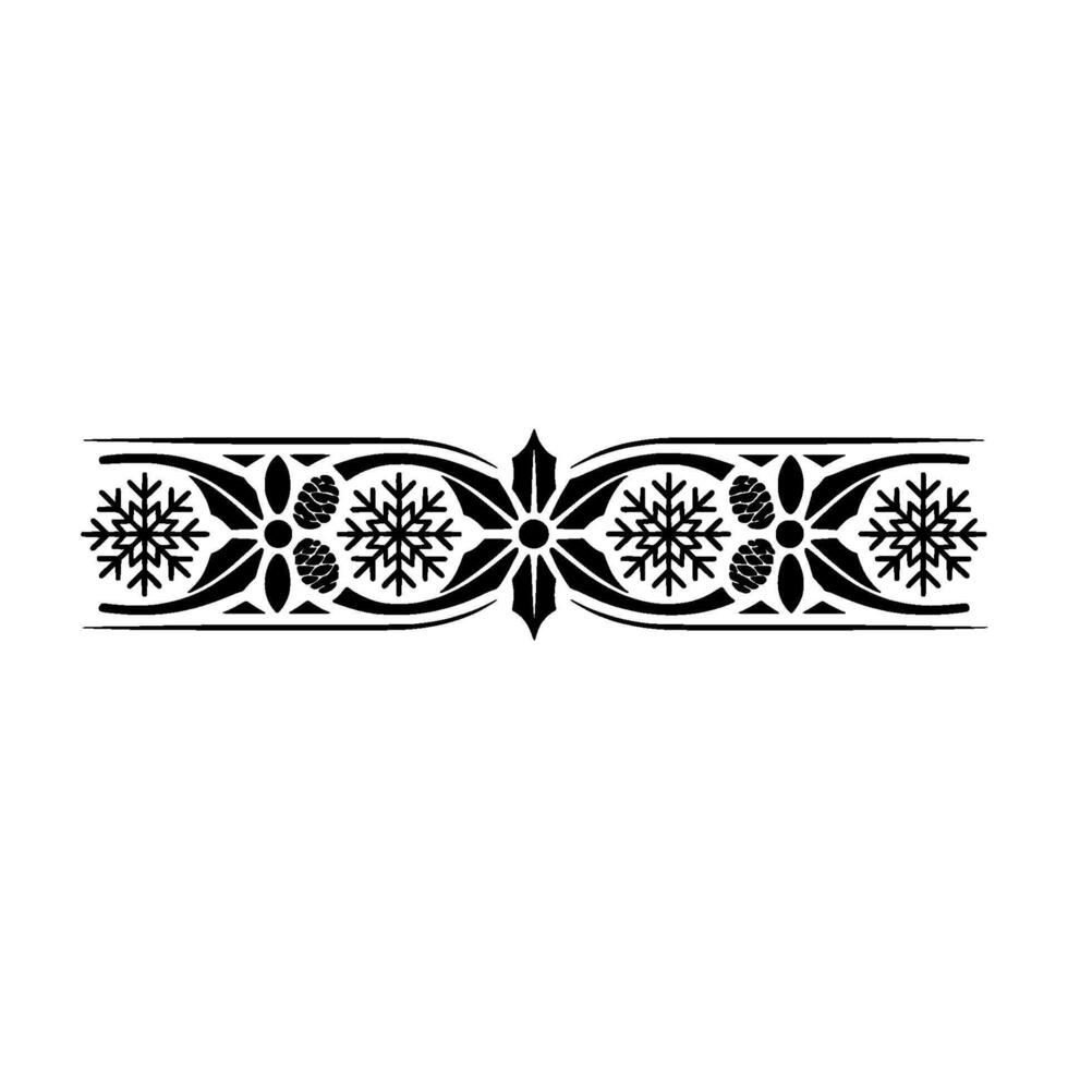 Elegant Winter Border Ornament Black And White vector