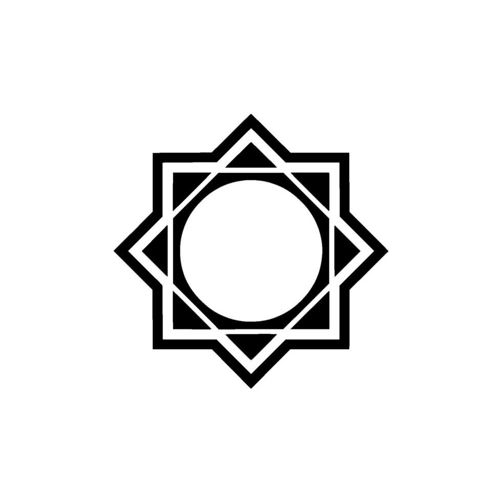 Minimalist Geometric Star, Islamic Motif, Black White vector