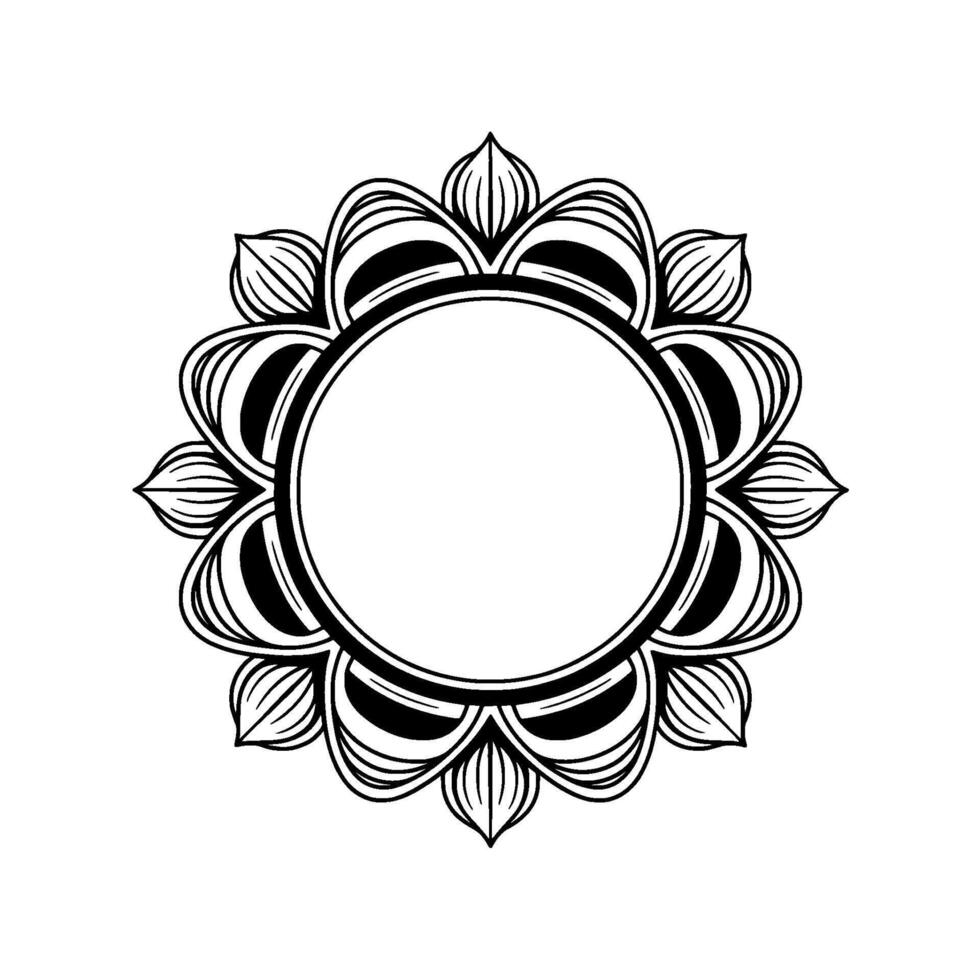 Elegant Mandala Frame In Black And White, Decorative Circular vector