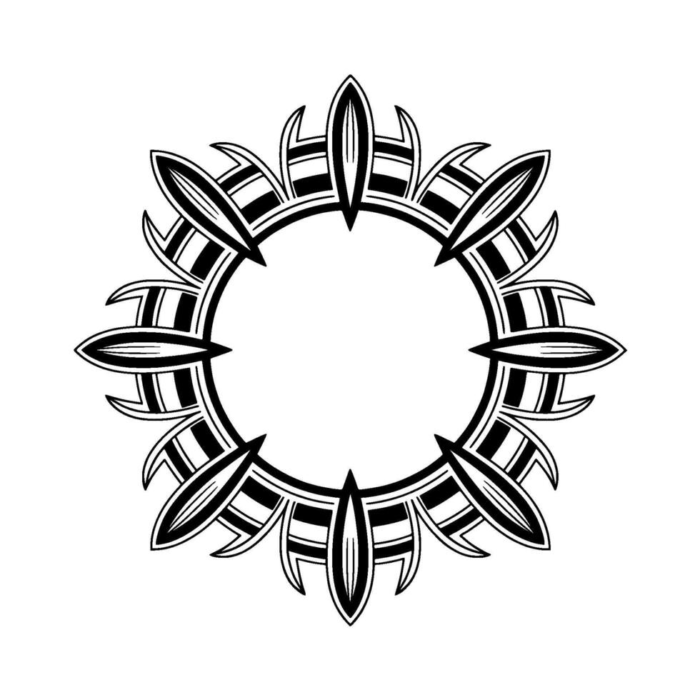 Geometric Black And White Circular Frame, Decorative Element, Isolated vector