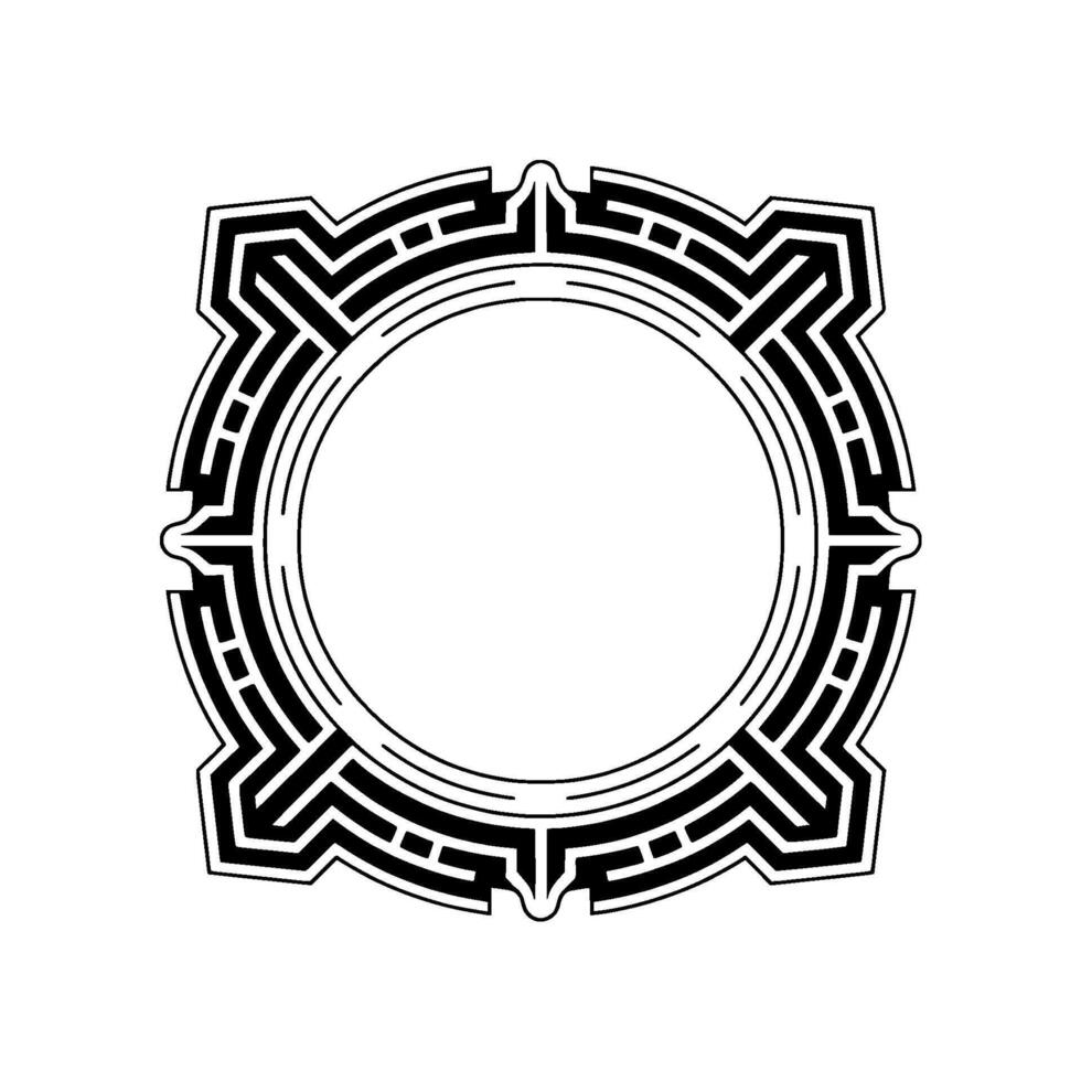 Geometric Maze Frame In Black And White On White Background vector
