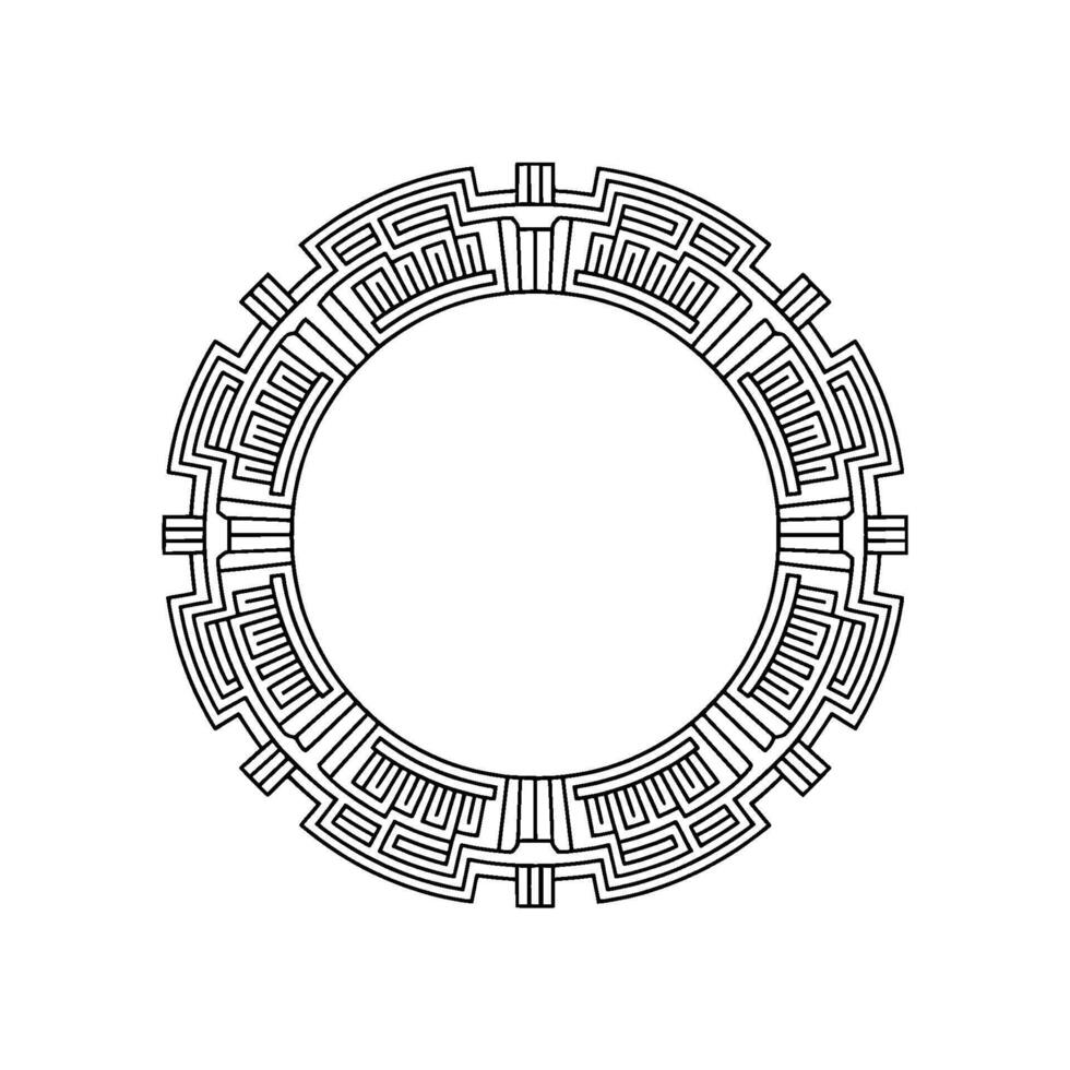 Geometric Circular Ornament, Minimalist Black White Element vector