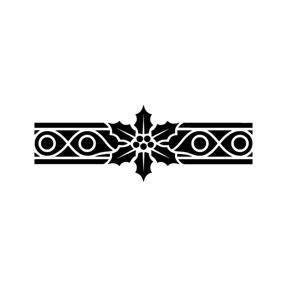 Minimalist Christmas Holly Border Element, Black White Ornament vector
