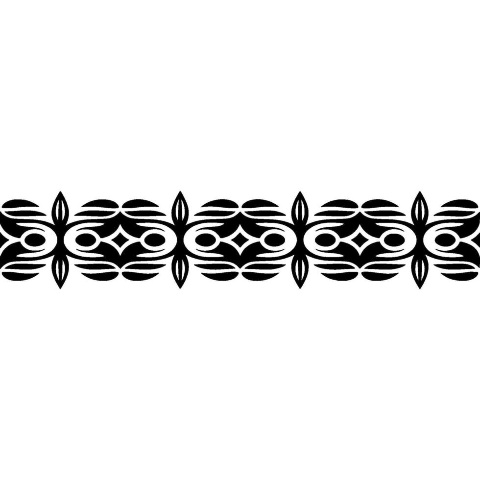 Black And White Polynesianinspired Border On White Background vector