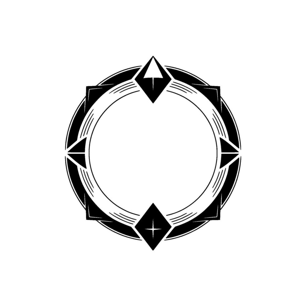 Geometric Circle Frame Black And White, Abstract vector