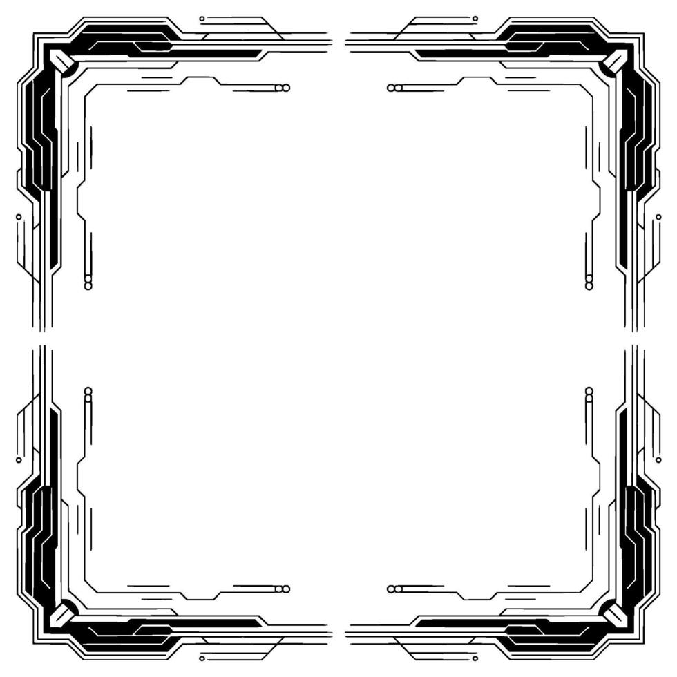 Futuristic Frame Tech Circuitry Border, Digital Interface vector