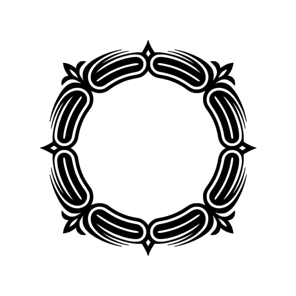 Black White Decorative Circular Frame, Ornamental vector