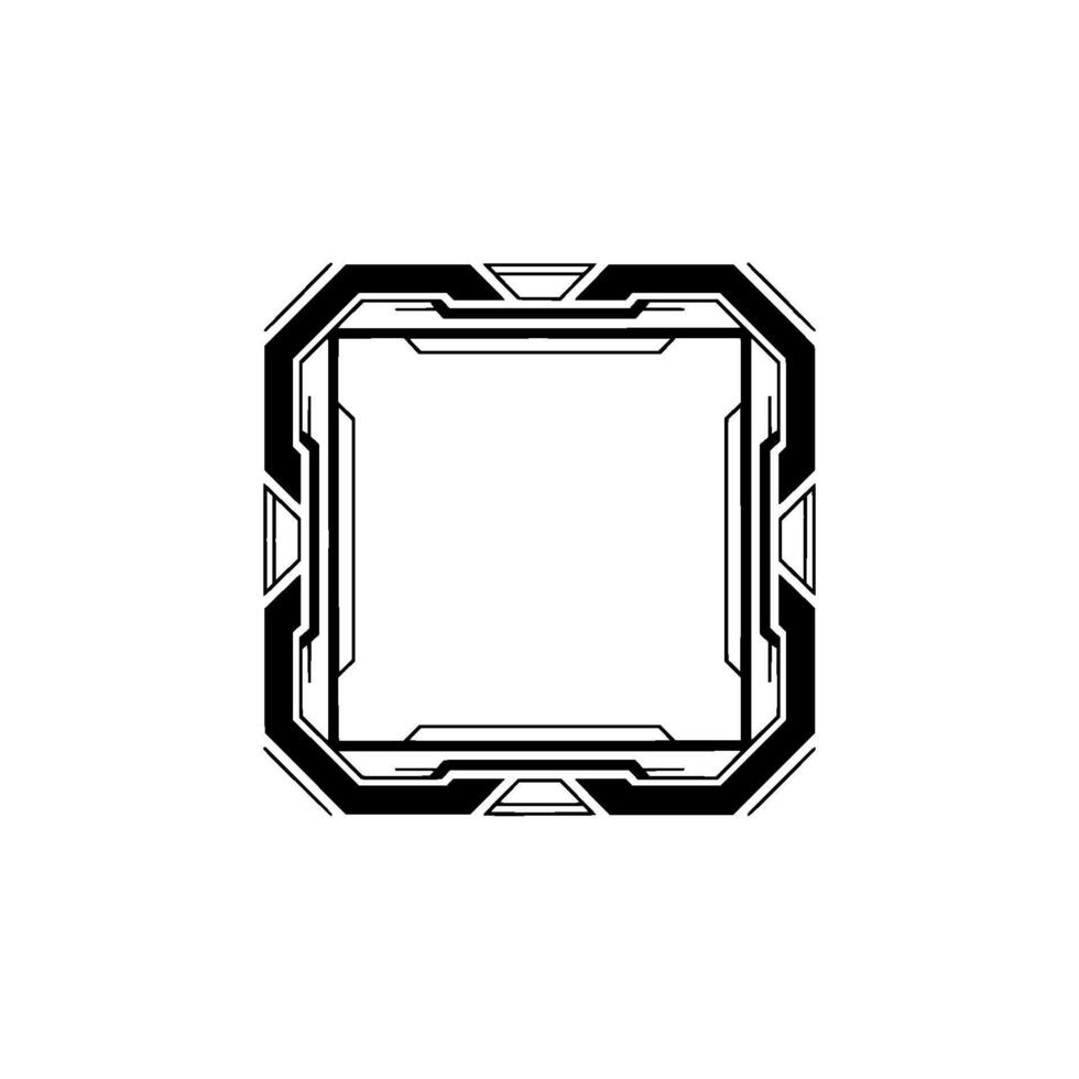Futuristic Tech Frame Minimalist Black And White Ui Element vector