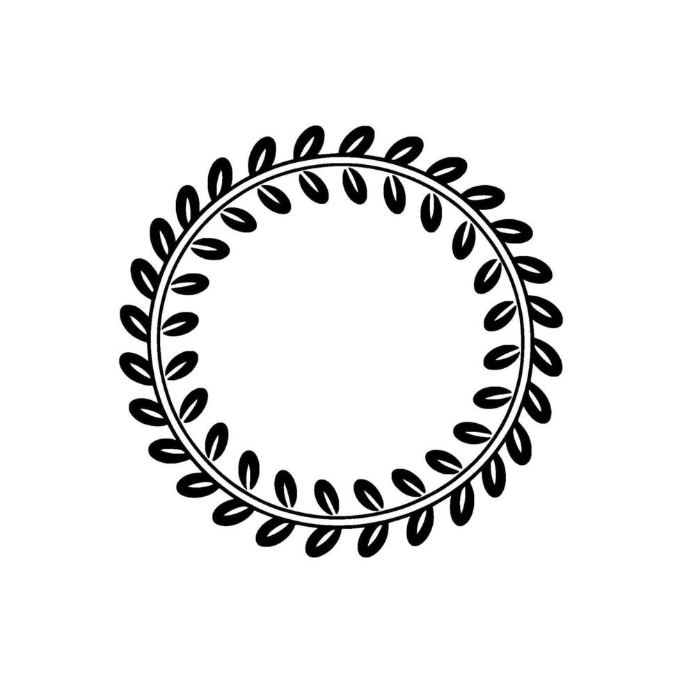 Black White Floral Wreath Circle Frame, Minimalist, Elegant vector