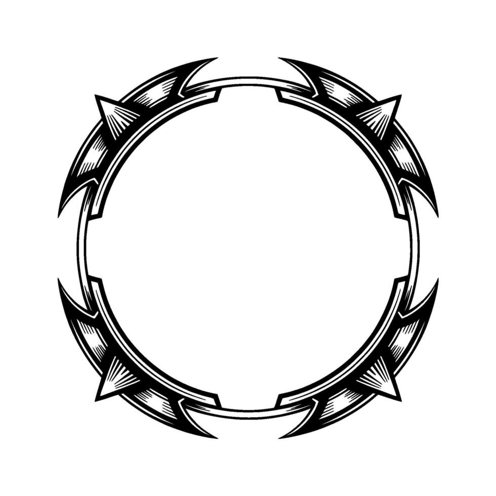 Ornamental Circular Frame, Geometric, Element, Tattoo Style vector