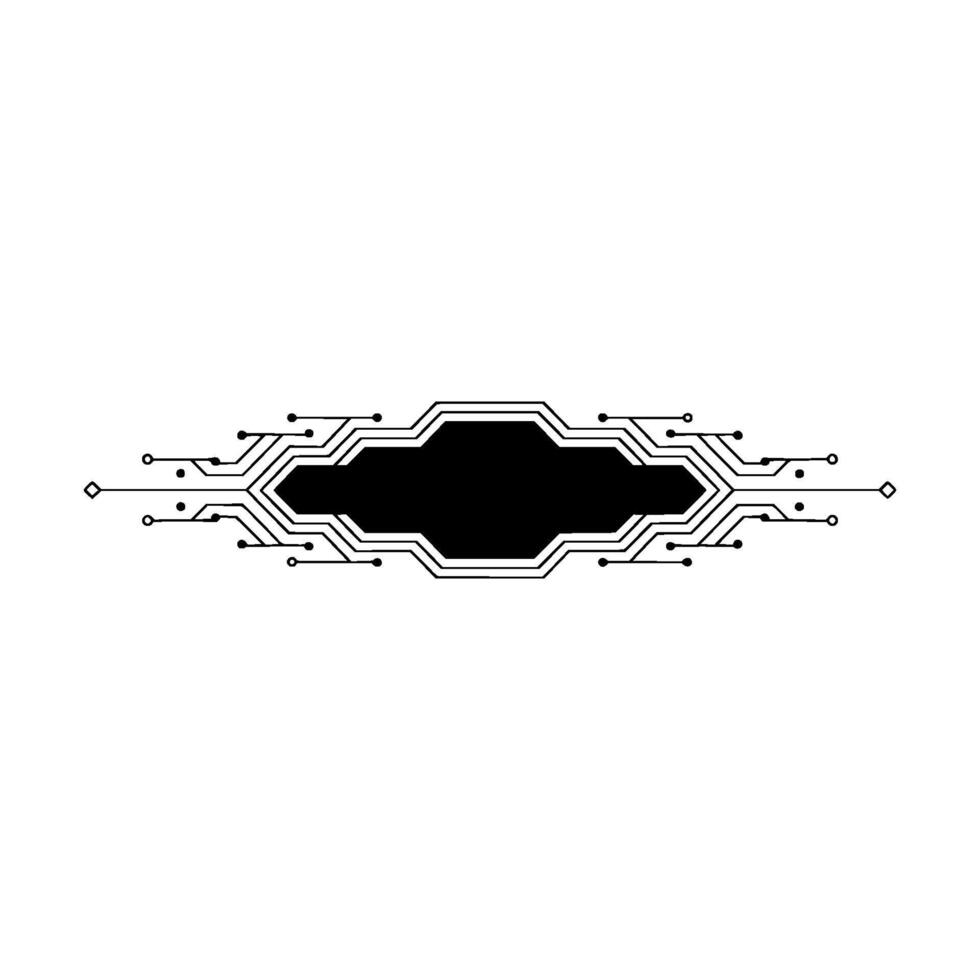 Techforward Black Oval With Circuitry Frame On Light Grey Background vector