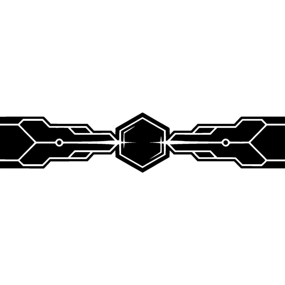 Geometric Tech Black White Circuitry On White, Minimalist Style vector