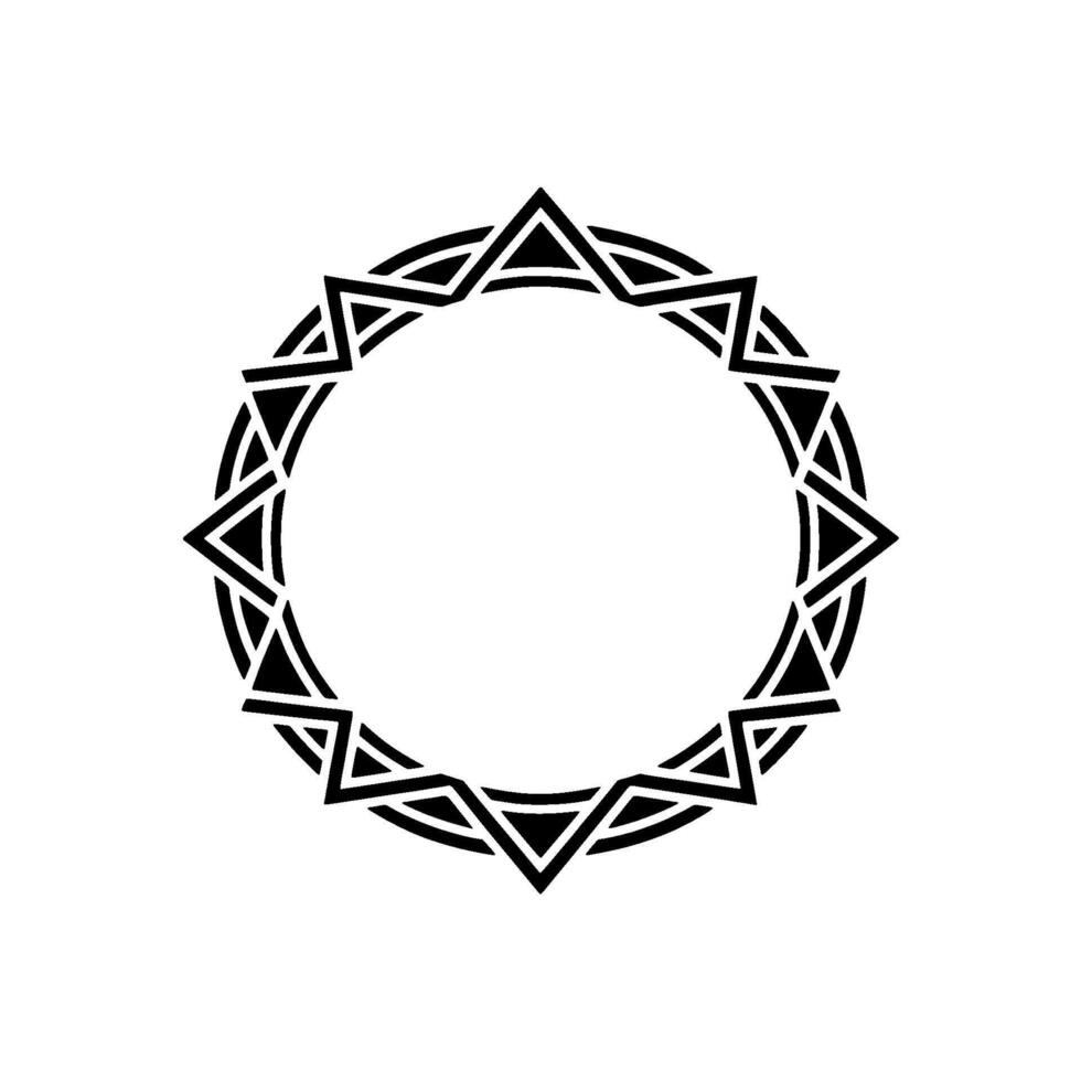 Geometric Star Circle, Monochrome, Abstract Symbolism, Blank Space vector