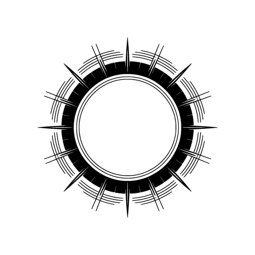 Art Deco Sunburst Emblem, Black And White Circle Frame vector