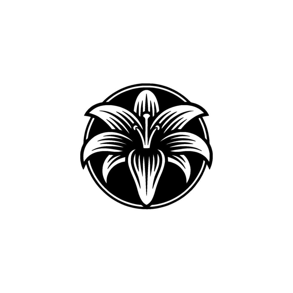 Elegant Lily In Black And White, Decorative Floral vector