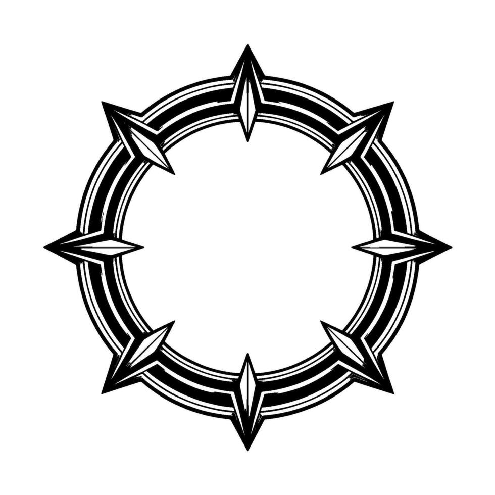 Geometric Silver And Black Starburst Circle On White vector
