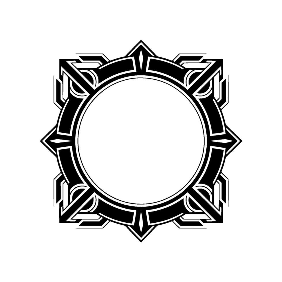 Geometric Black White Ornamental Frame With Circle Center vector