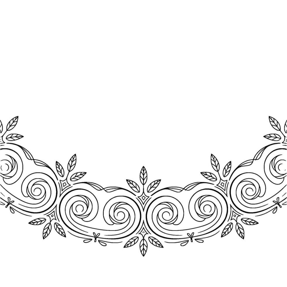 Elegant Black White Floral Swirl Border vector