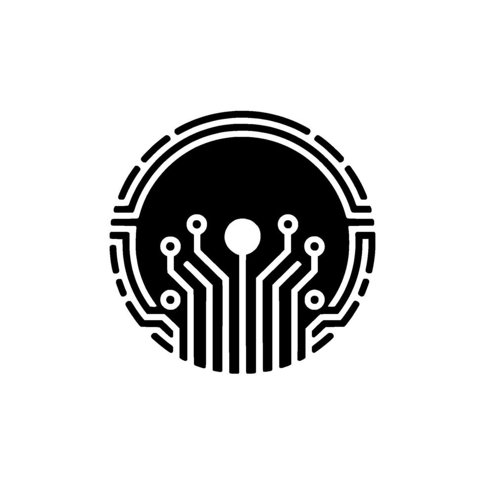 Abstract Circuit Board In Black And White, Technology vector