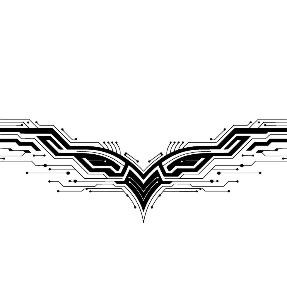 Futuristic Tech Wing, Abstract Circuitry, Minimalist vector