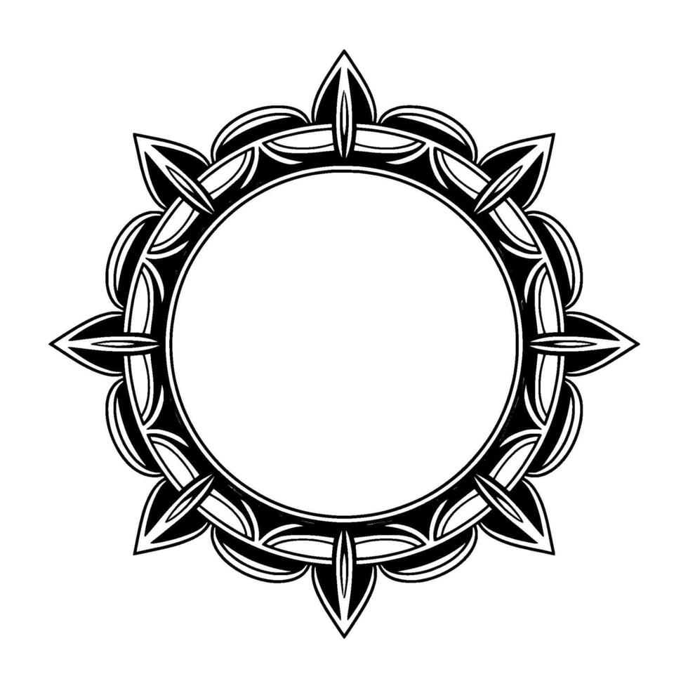Elegant Ornamental Circle Frame, Black And Gray Illustration vector