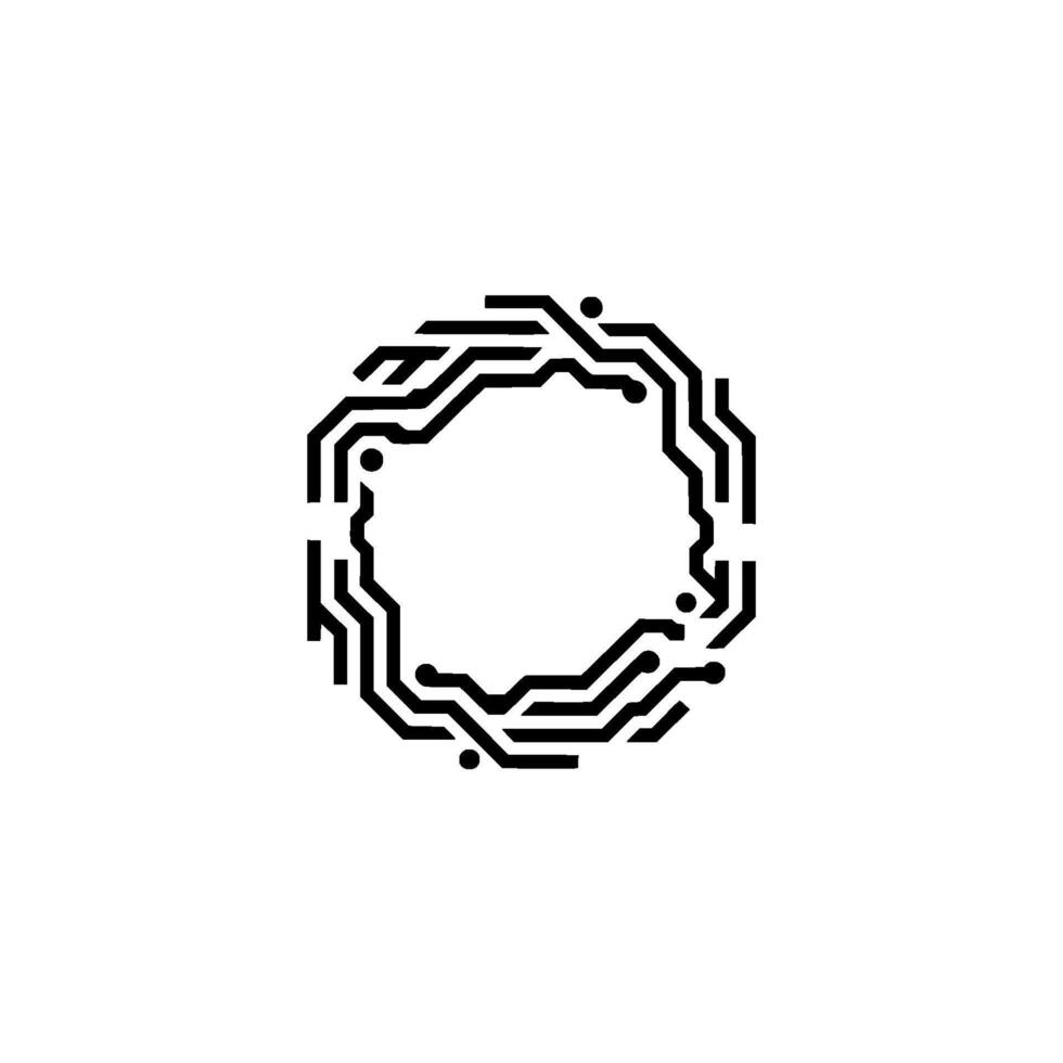 Minimalist Circuit Board Circle Abstract Technology vector