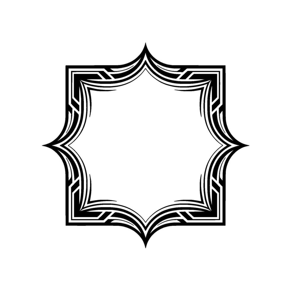 Geometric Black White Frame On White, Ornamental Border vector