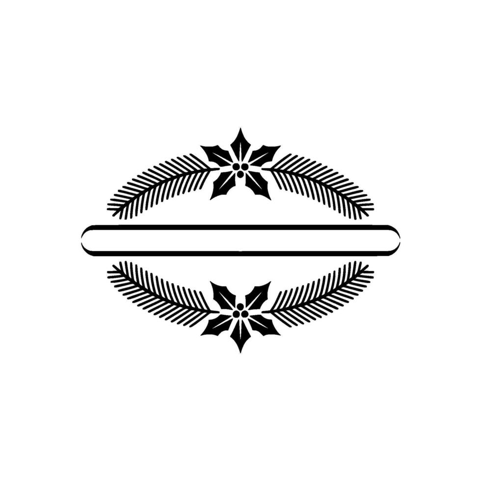 Christmas Frame Festive Black And White Decorative Oval, Editable Text Space vector