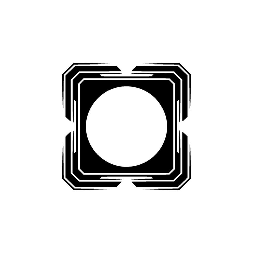 Modern Geometric Abstraction Black Square With Circle, White Background vector