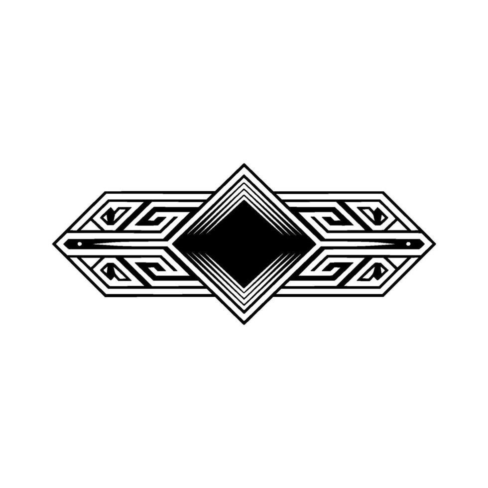 Art Deco Diamond Emblem Geometric Black And White Ornament vector