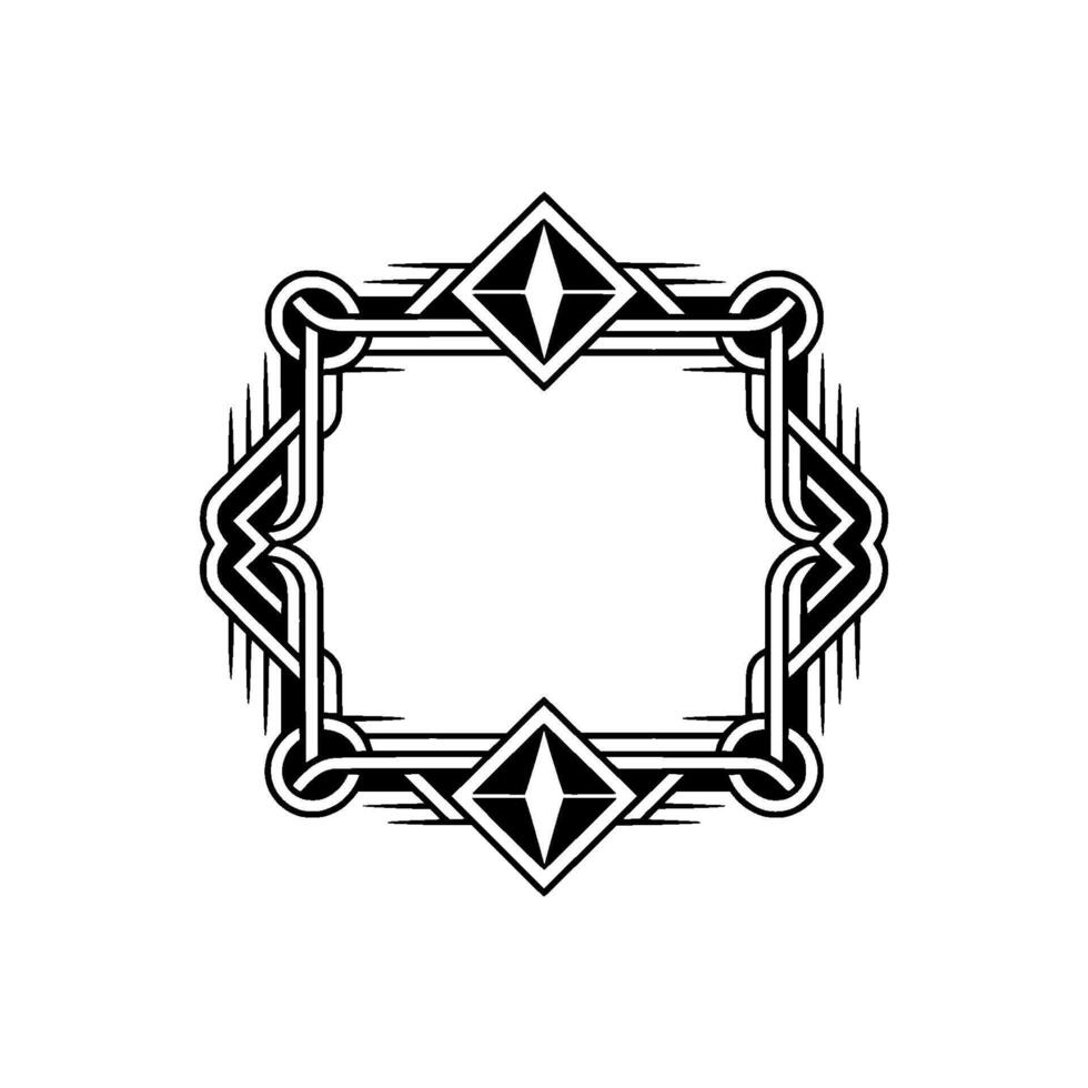 Art Deco Frame, Monochromatic Border, Element vector