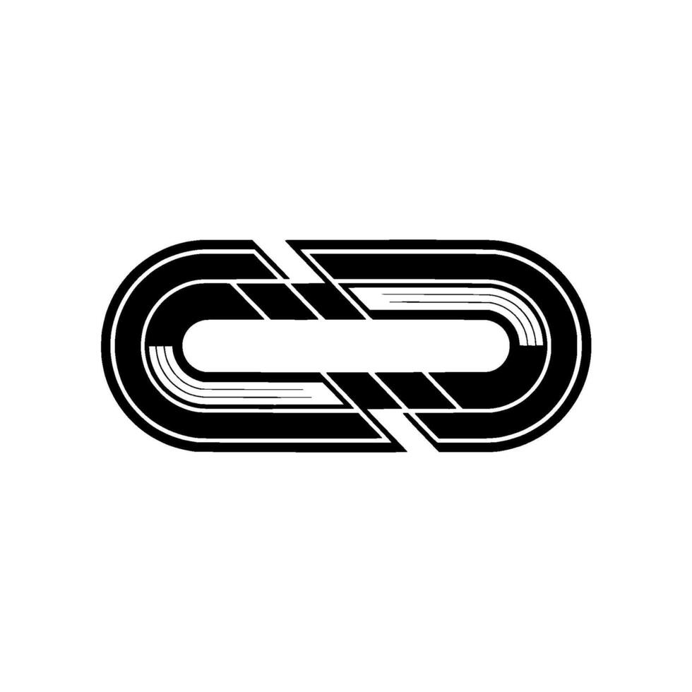 Abstract Geometric Overlapping Shape In Monochrome vector