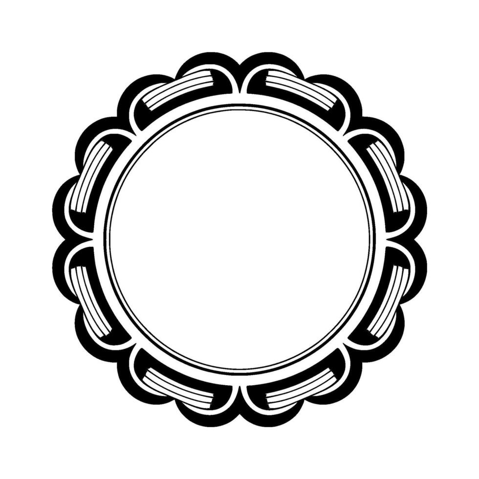 Elegant Circular Frame, Art Deco, Black And White, Blank Center vector