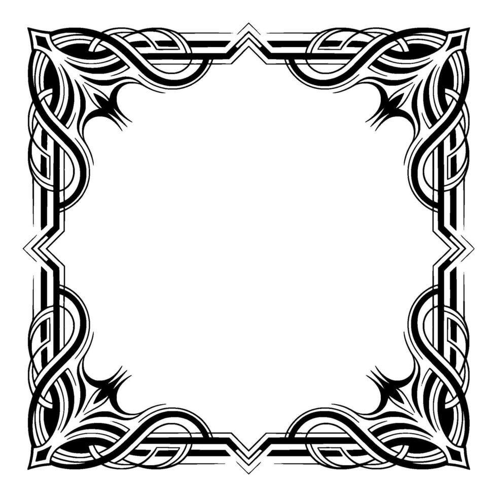 Ornate Black White Celtic Knot Frame, Blank Center vector