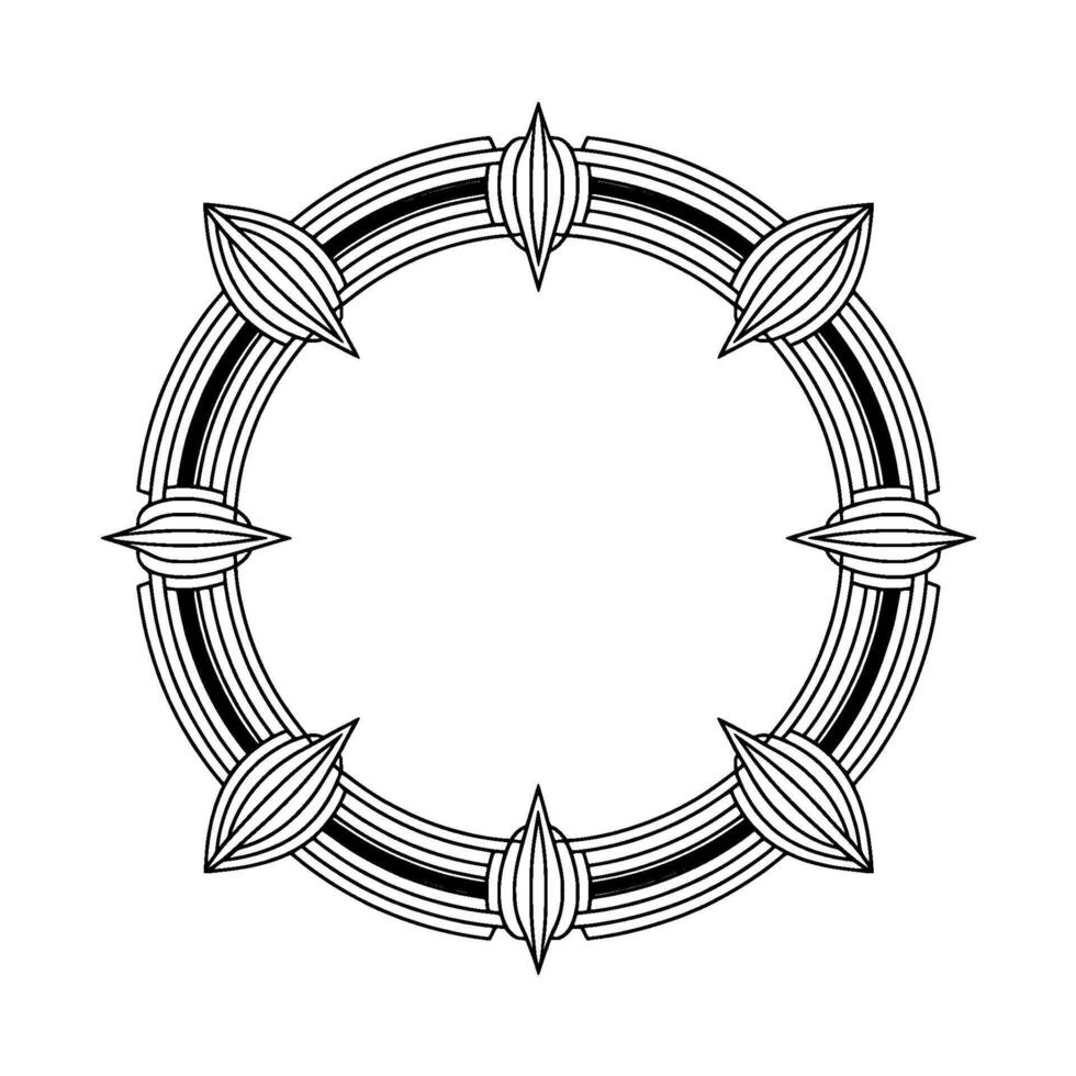 Geometric Circular Frame With Stylized Leaves Minimalist vector