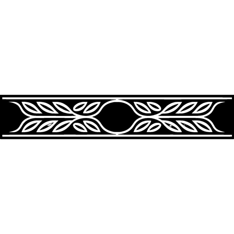 Elegant Black And Silver Leaf Border On White, Geometric vector