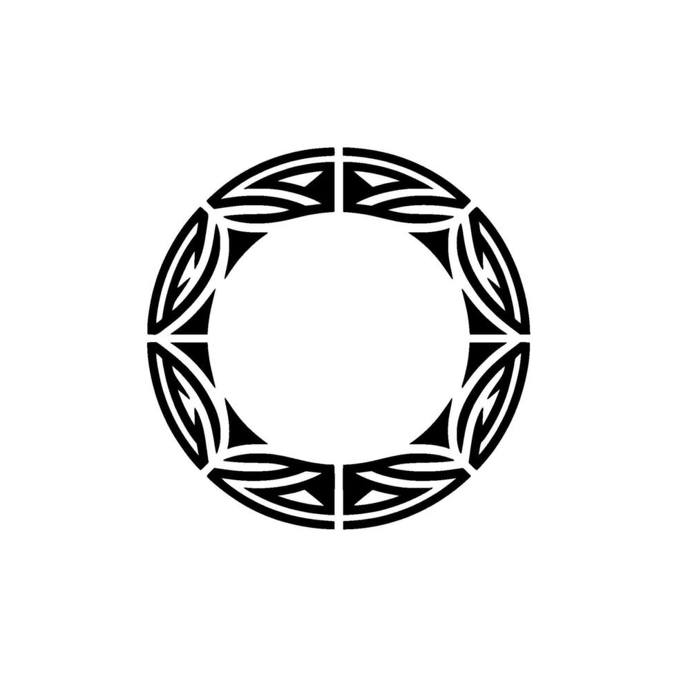 Black Geometric Ornament On White Minimalist Circle For Branding vector