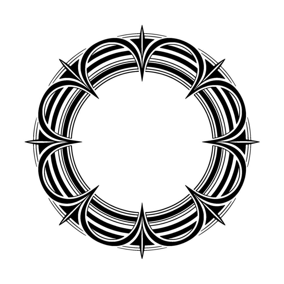 Art Deco Circular Frame With Strips, Lines, And Repeating Pattern vector