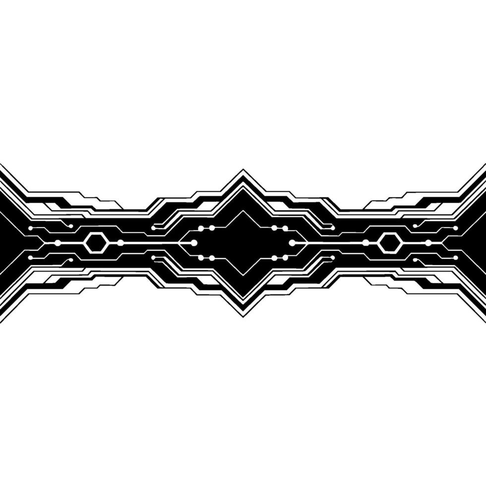 Modern Tech Circuit Board Black White Abstract Digital Background vector