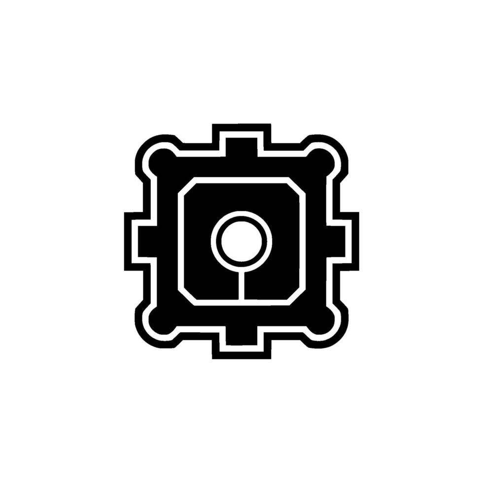 Geometric Tech Black Square With Circle, Minimalist vector