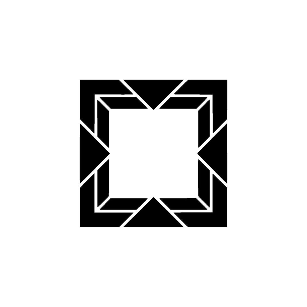 Geometric Abstract Black Square Frame On White Background vector