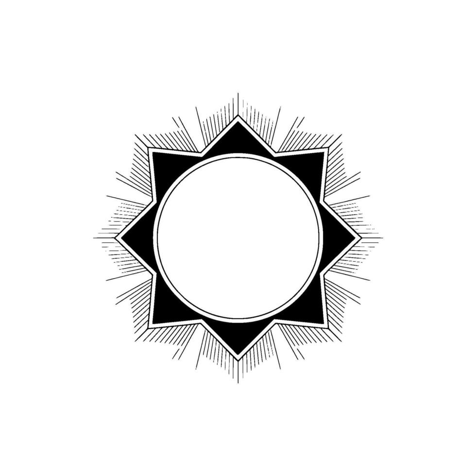 Minimalist Geometric Starburst Frame In Black White vector